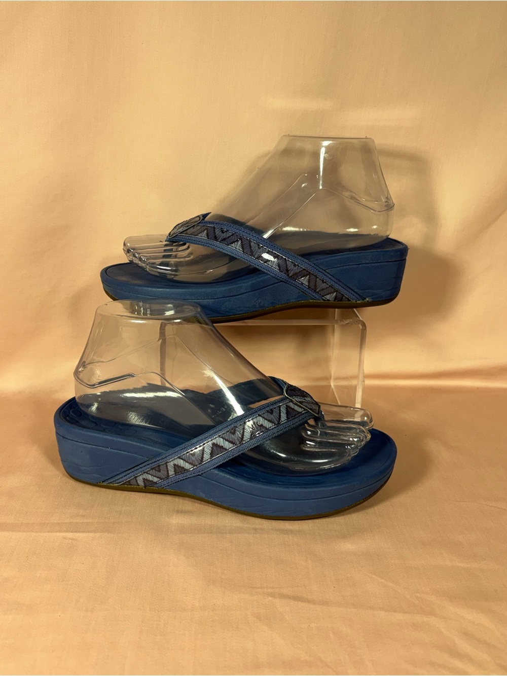 Vionic Women's Blue High Tide Platform Orthotic Wedge Sandals Size 8